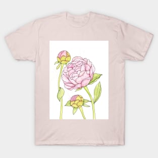 Pink Peony and Peony Buds T-Shirt